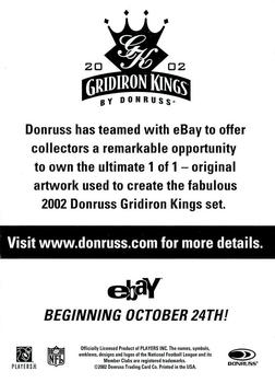 2002 Donruss Gridiron Kings #NNO Original Paintings Promo Back
