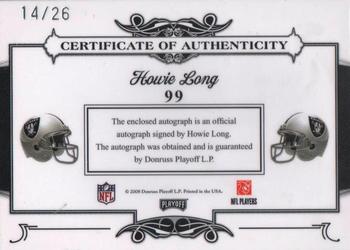 2008 Playoff National Treasures - Signature Patches College #99 Howie Long Back