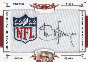 2008 Playoff National Treasures - Signature Patches NFL Logo #38 Steve Young Front