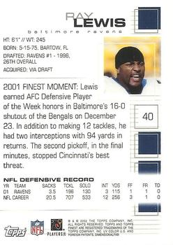 2002 Finest #40 Ray Lewis Back