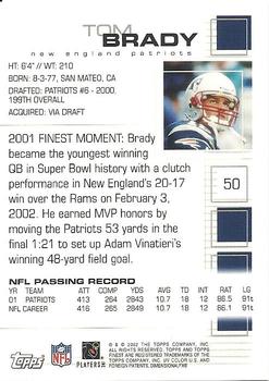 2002 Finest #50 Tom Brady Back