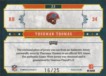 2008 Playoff National Treasures - Super Bowl Material Final Score #22 Thurman Thomas Back