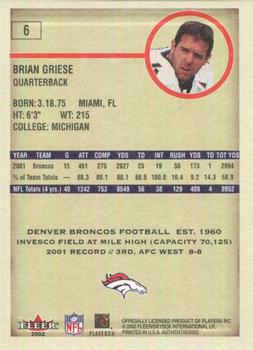 2002 Fleer Authentix #6 Brian Griese Back