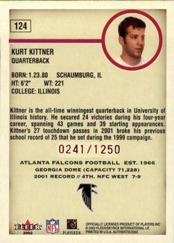 2002 Fleer Authentix #124 Kurt Kittner Back