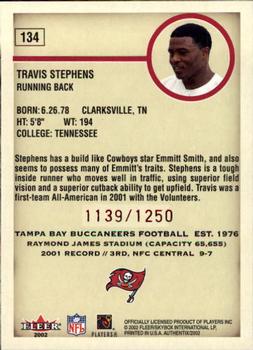 2002 Fleer Authentix #134 Travis Stephens Back