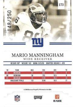 2008 Playoff Prestige - Draft Picks Rights Autographs #173 Mario Manningham Back
