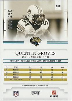 2008 Playoff Prestige - Draft Picks Rights Autographs #186 Quentin Groves Back
