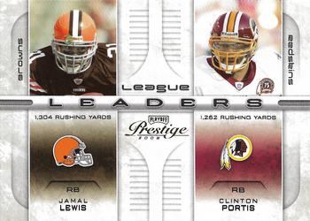 2008 Playoff Prestige - League Leaders #LL-8 Jamal Lewis / Clinton Portis Front