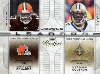 2008 Playoff Prestige - League Leaders #LL-14 Braylon Edwards / Marques Colston Front