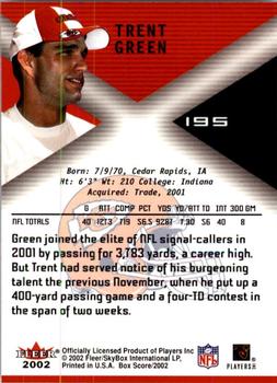 2002 Fleer Box Score #195 Trent Green Back