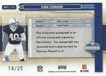 2008 Playoff Prestige - NFL Draft Autographs #NFL-11 Dan Connor Back