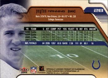 2002 Flair #28 Peyton Manning Back