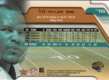 2002 Flair #75 Fred Taylor Back