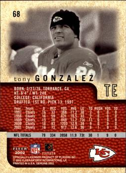 2002 Fleer Genuine #68 Tony Gonzalez Back