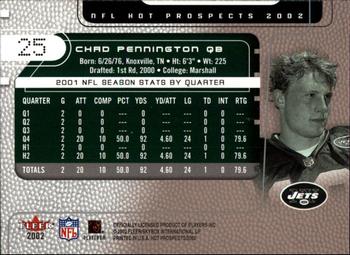 2002 Fleer Hot Prospects #25 Chad Pennington Back