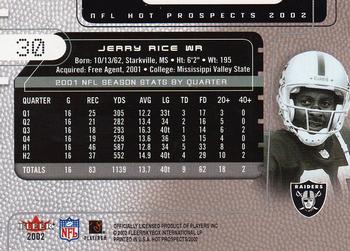 2002 Fleer Hot Prospects #30 Jerry Rice Back