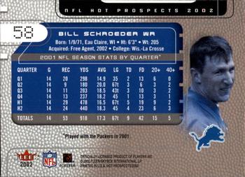 2002 Fleer Hot Prospects #58 Bill Schroeder Back