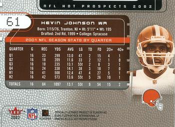 2002 Fleer Hot Prospects #61 Kevin Johnson Back