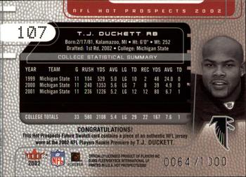 2002 Fleer Hot Prospects #107 T.J. Duckett Back