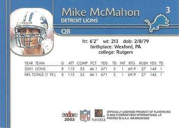 2002 Fleer Maximum #3 Mike McMahon Back