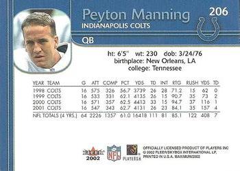 2002 Fleer Maximum #206 Peyton Manning Back