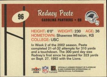 2002 Fleer Platinum #96 Rodney Peete Back