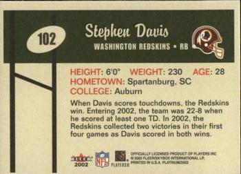 2002 Fleer Platinum #102 Stephen Davis Back