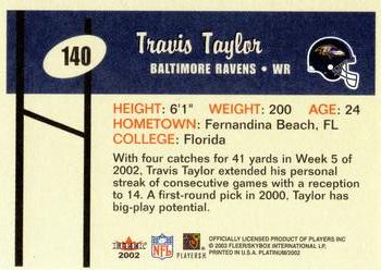 2002 Fleer Platinum #140 Travis Taylor Back