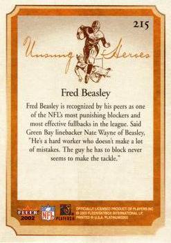 2002 Fleer Platinum #215 Fred Beasley Back
