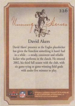 2002 Fleer Platinum #226 David Akers Back