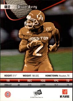 2008 Press Pass - Game Breakers #GB 12 Donnie Avery Back