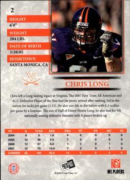 2008 Press Pass - Reflectors #2 Chris Long Back