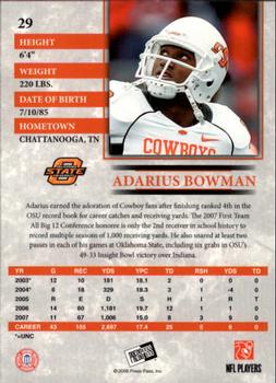 2008 Press Pass - Reflectors #29 Adarius Bowman Back