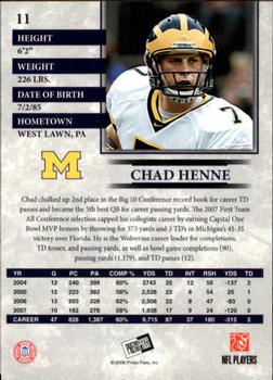 2008 Press Pass - Reflectors Blue #11 Chad Henne Back