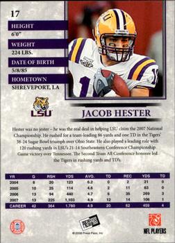 2008 Press Pass - Reflectors Gold #17 Jacob Hester Back