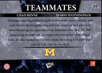 2008 Press Pass - Reflectors Solo #93 Chad Henne / Mario Manningham Back