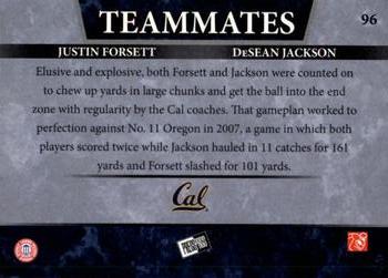 2008 Press Pass - Reflectors Solo #96 Justin Forsett / DeSean Jackson Back