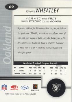 2002 Leaf Certified #69 Tyrone Wheatley Back