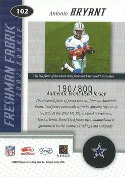 2002 Leaf Certified #102 Antonio Bryant Back