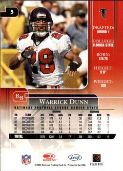 2002 Leaf Rookies & Stars #5 Warrick Dunn Back