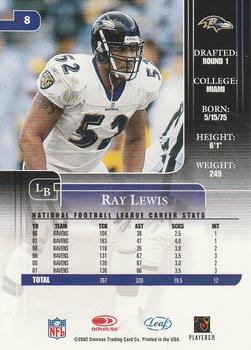 2002 Leaf Rookies & Stars #8 Ray Lewis Back
