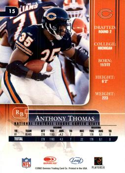 2002 Leaf Rookies & Stars #15 Anthony Thomas Back