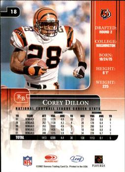 2002 Leaf Rookies & Stars #18 Corey Dillon Back