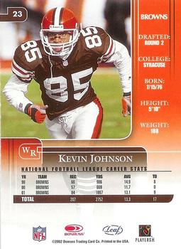 2002 Leaf Rookies & Stars #23 Kevin Johnson Back
