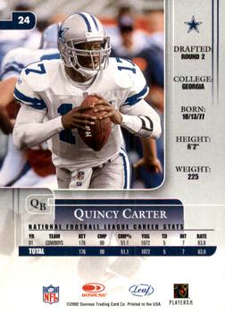 2002 Leaf Rookies & Stars #24 Quincy Carter Back