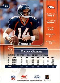 2002 Leaf Rookies & Stars #28 Brian Griese Back