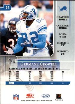 2002 Leaf Rookies & Stars #32 Germane Crowell Back