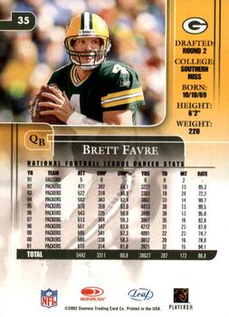 2002 Leaf Rookies & Stars #35 Brett Favre Back