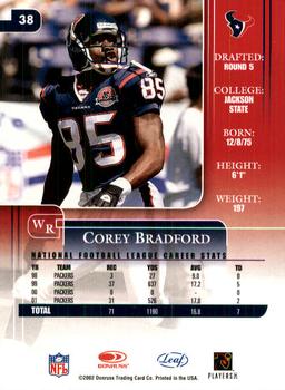 2002 Leaf Rookies & Stars #38 Corey Bradford Back