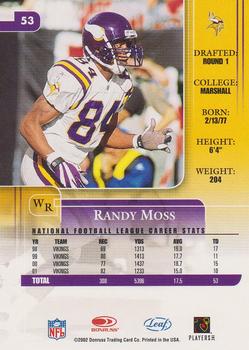 2002 Leaf Rookies & Stars #53 Randy Moss Back